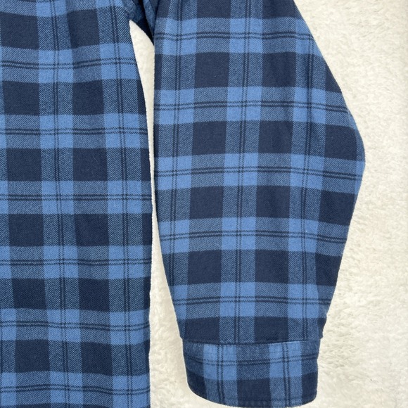 LL Bean Fleece Lined Flannel Shirt Jacket Blue Plaid Men's XL Tall - Picture 9 of 13